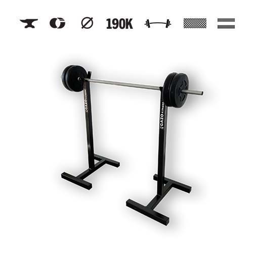 GazoFitness® Hardcore-Set: mobiler Hantelständer + Langhantel 23 kg