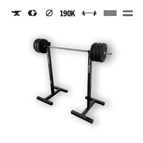 GazoFitness® Hardcore-Set: mobiler Hantelständer + Langhantel 33 kg