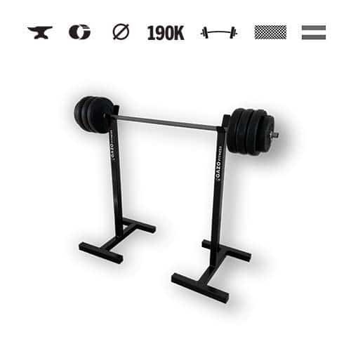 GazoFitness® Hardcore-Set: mobiler Hantelständer + Langhantel 39 kg