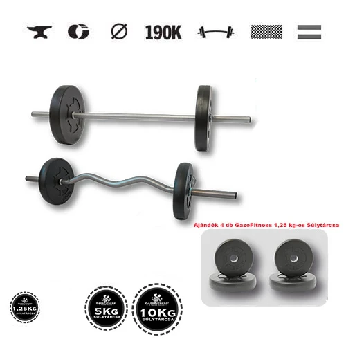 GazoFitness® Set mit gerader Stange und SZ-Stange (gesamt 35 kg) + Geschenk: 4 Scheiben 1,25 kg